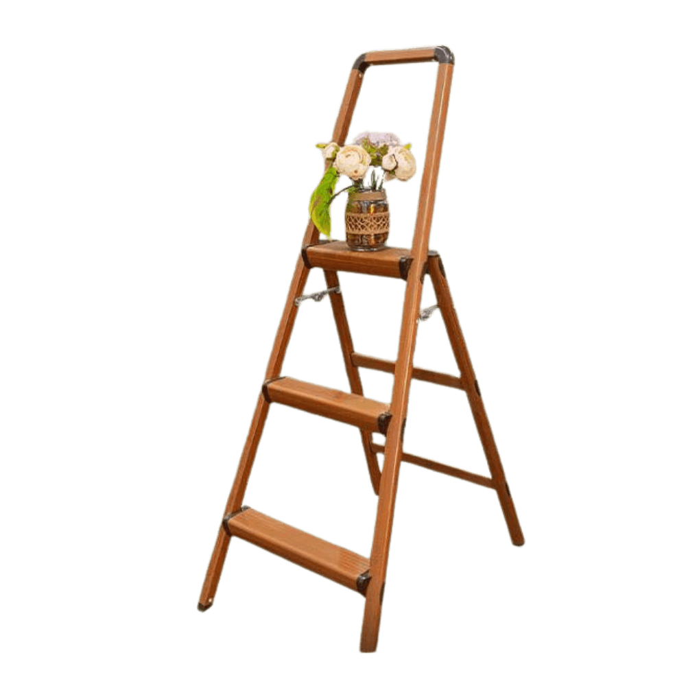 BULLSTRONG ALUM. LADDER R18203 WOOD COLOR 3 STEPS