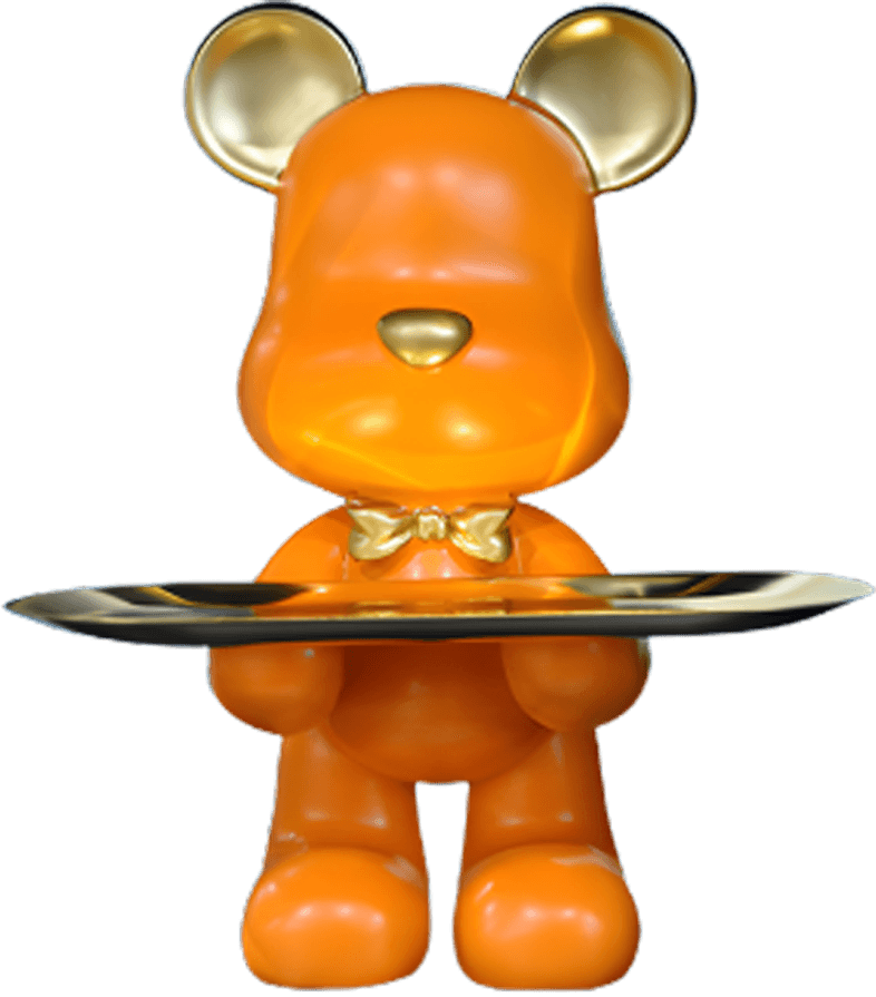 LUXURES BEAR SCULPTURE W/ TRAY ALS005 ORANGE