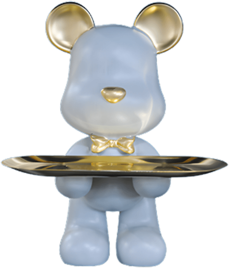 LUXURES BEAR SCULPTURE W/ TRAY ALS005 GREY