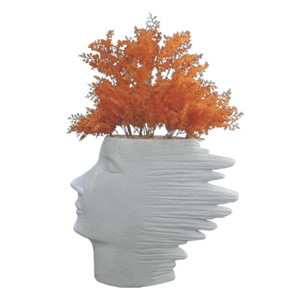 LUXURES ABSTRACT DECOR STATUE VASE W/ FLOWERS DGFQ002 ORANGE