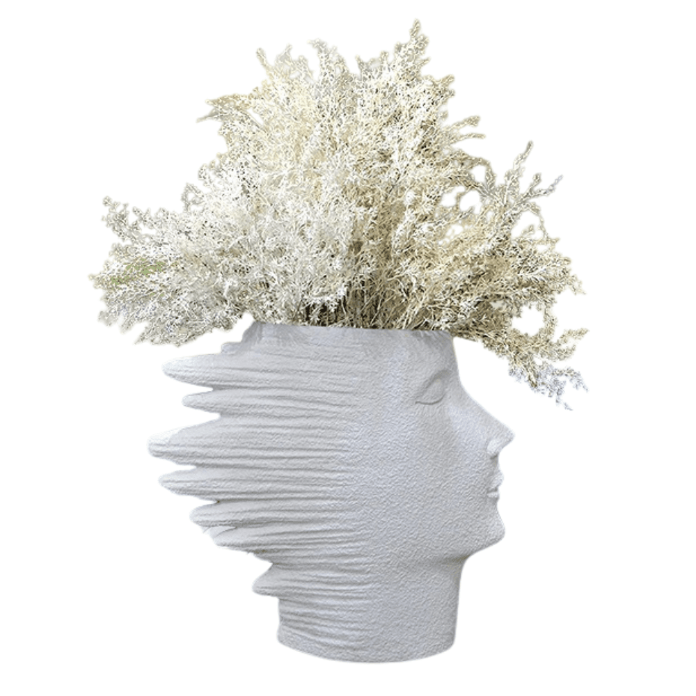 LUXURES ABSTRACT DECOR STATUE VASE W/ FLOWERS DGFQ002 WHITE