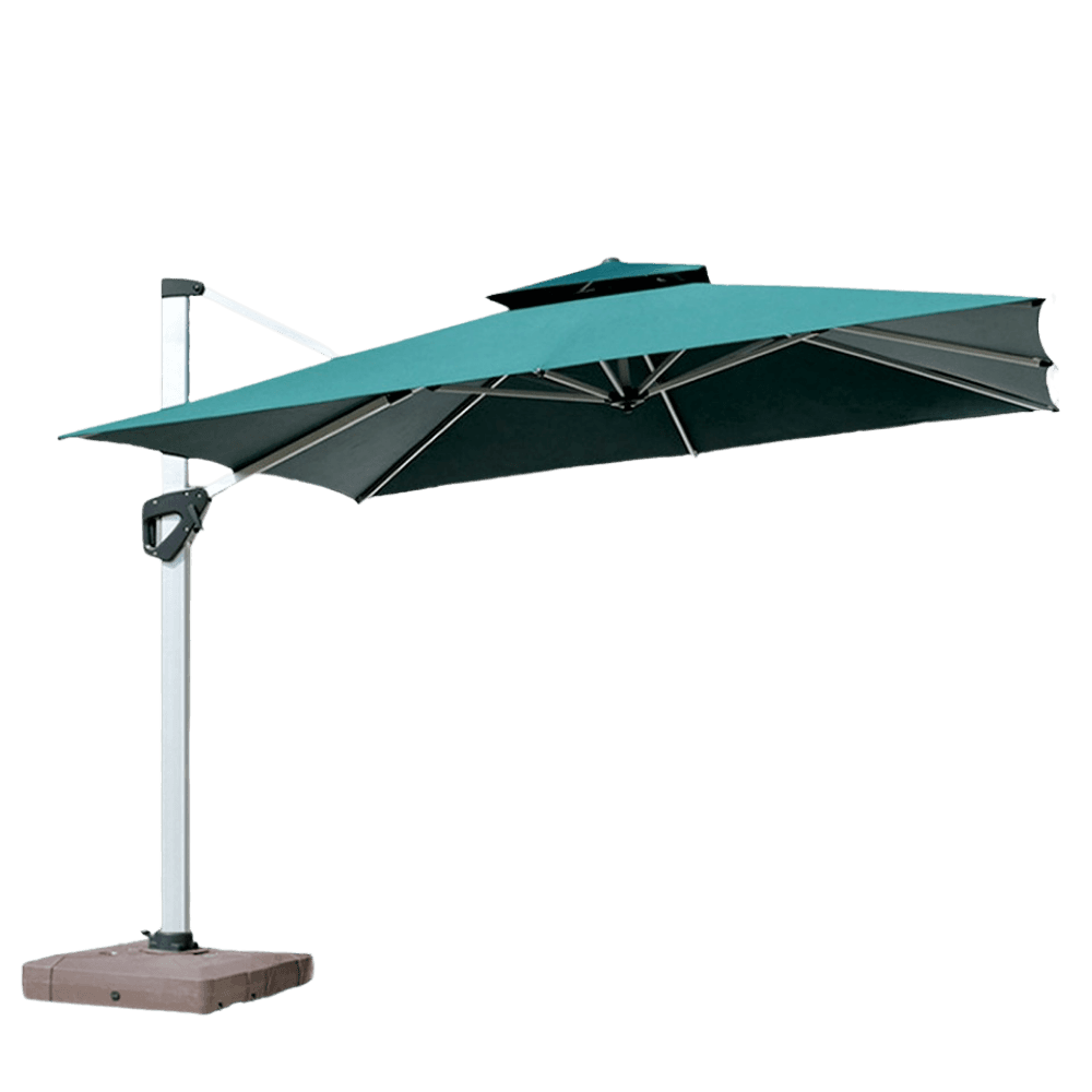 LUXURES OUTDOOR CANOPY SQUARE UMBRELLA W/ SOLAR LIGHT GREEN