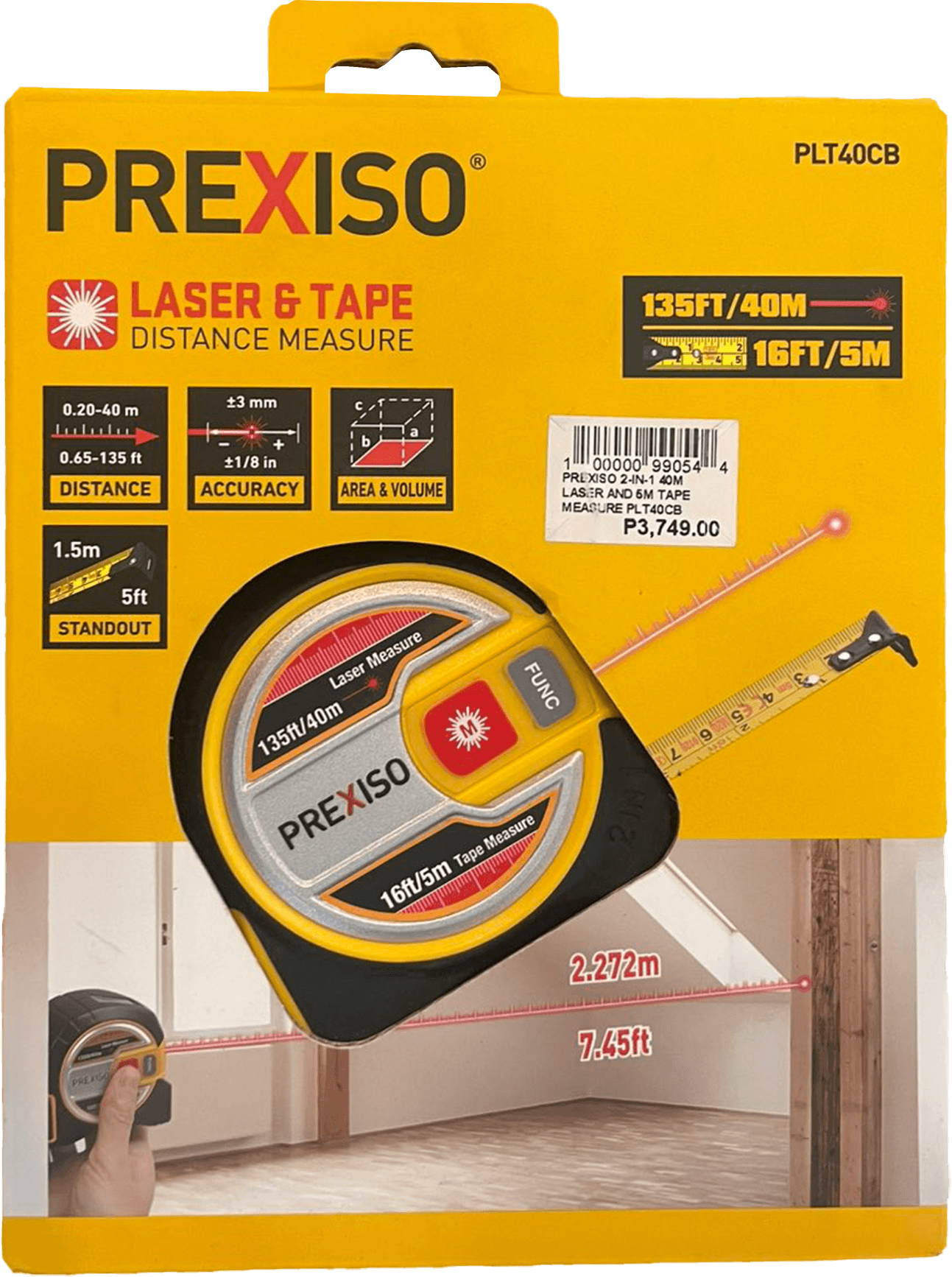 PREXISO 2-IN-1 40M LASER AND 5M TAPE MEASURE PLT40CB