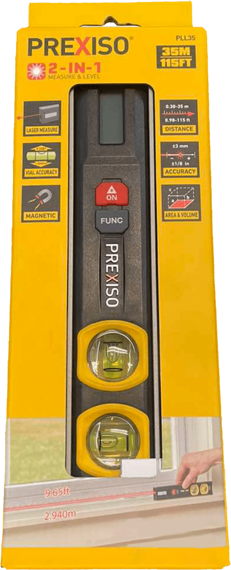 PREXISO 2-IN-1 LASER MEASURE AND TORPEDO LEVEL PLL35